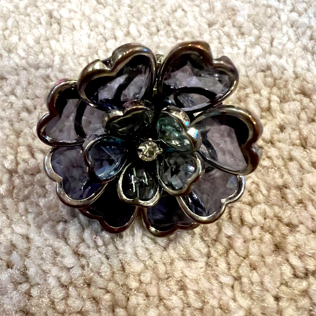 Large Blue And Purple Flower Ring With Elastic Band Large Blue And Purple Flower Ring With Elastic Band